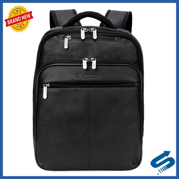 Genuine Leather Laptop Backpack Slim Business Travel Daypack Professional